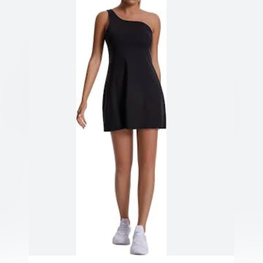 NWT All In Motion One Shoulder Tennis Black Dress Slim Fit